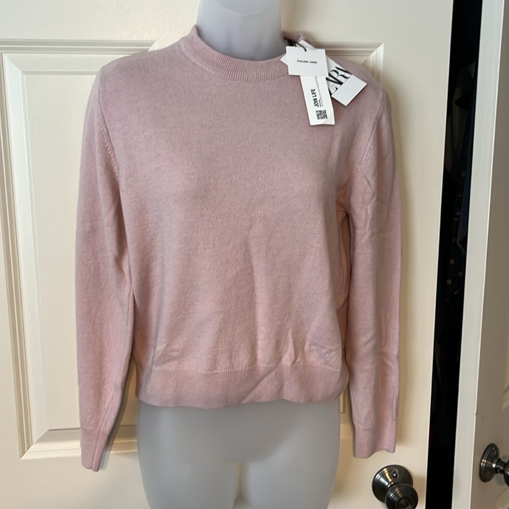 NWT!! Zara size 2 sweater. Beautiful blush pink color!! Viscose and wool